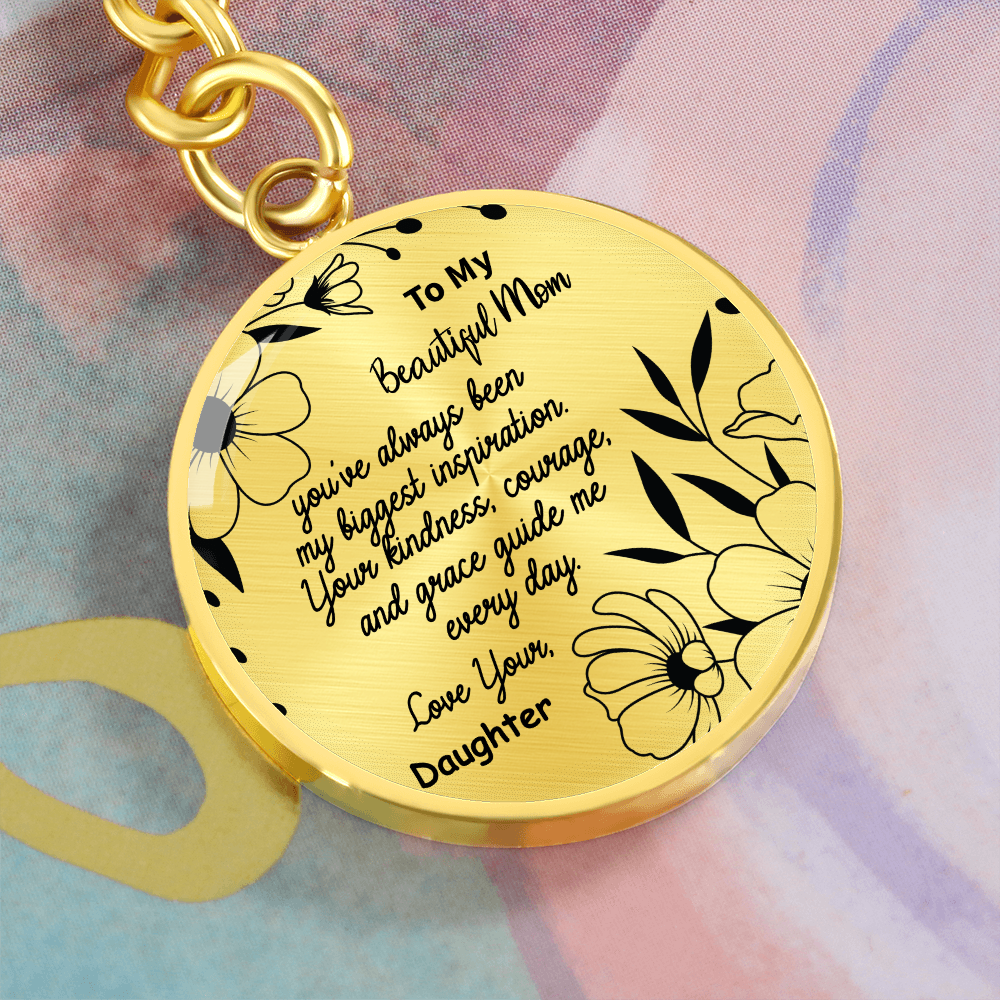 To My Amazing Mom – Personalized Engraved Circle Keychain with Name & Message – Elegant Stainless Steel Gift for Mother's Day, Birthday or Everyday Love – A Keepsake She'll Cherish Forever