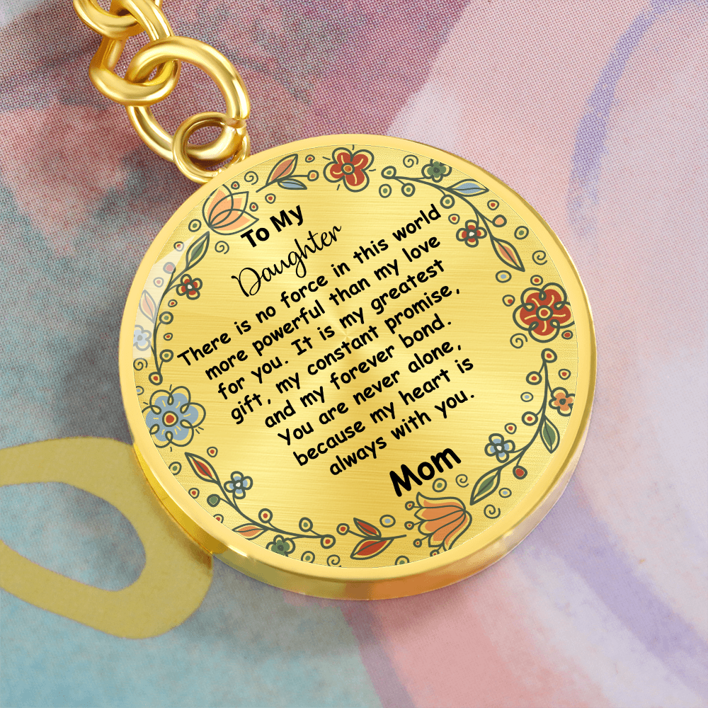 Custom To My Daughter Keychain - Circle Engraved Keyring with Name & 'My Greatest Blessing' - Birthday, Graduation, Christmas Personalized Gift