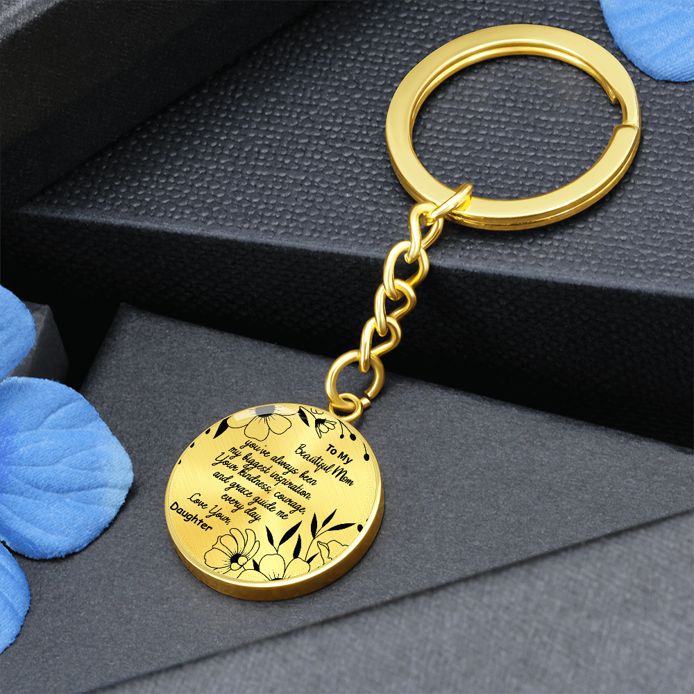 To My Amazing Mom – Personalized Engraved Circle Keychain with Name & Message – Elegant Stainless Steel Gift for Mother's Day, Birthday or Everyday Love – A Keepsake She'll Cherish Forever