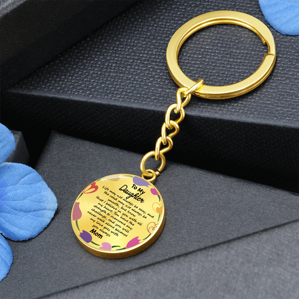 Daughter Keychain Circle – Minimalist 'Always in My Heart' Engraved Keyring – Ready-to-Give Present for Teens & Women