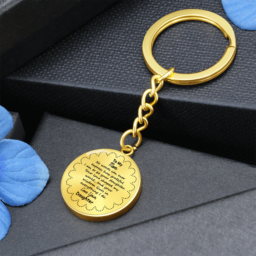 To My Mom Personalized Keychain – Circle Pendant with Engraved Initial & Special Date – Custom Gift for Christmas, Anniversary – Forever Keepsake
