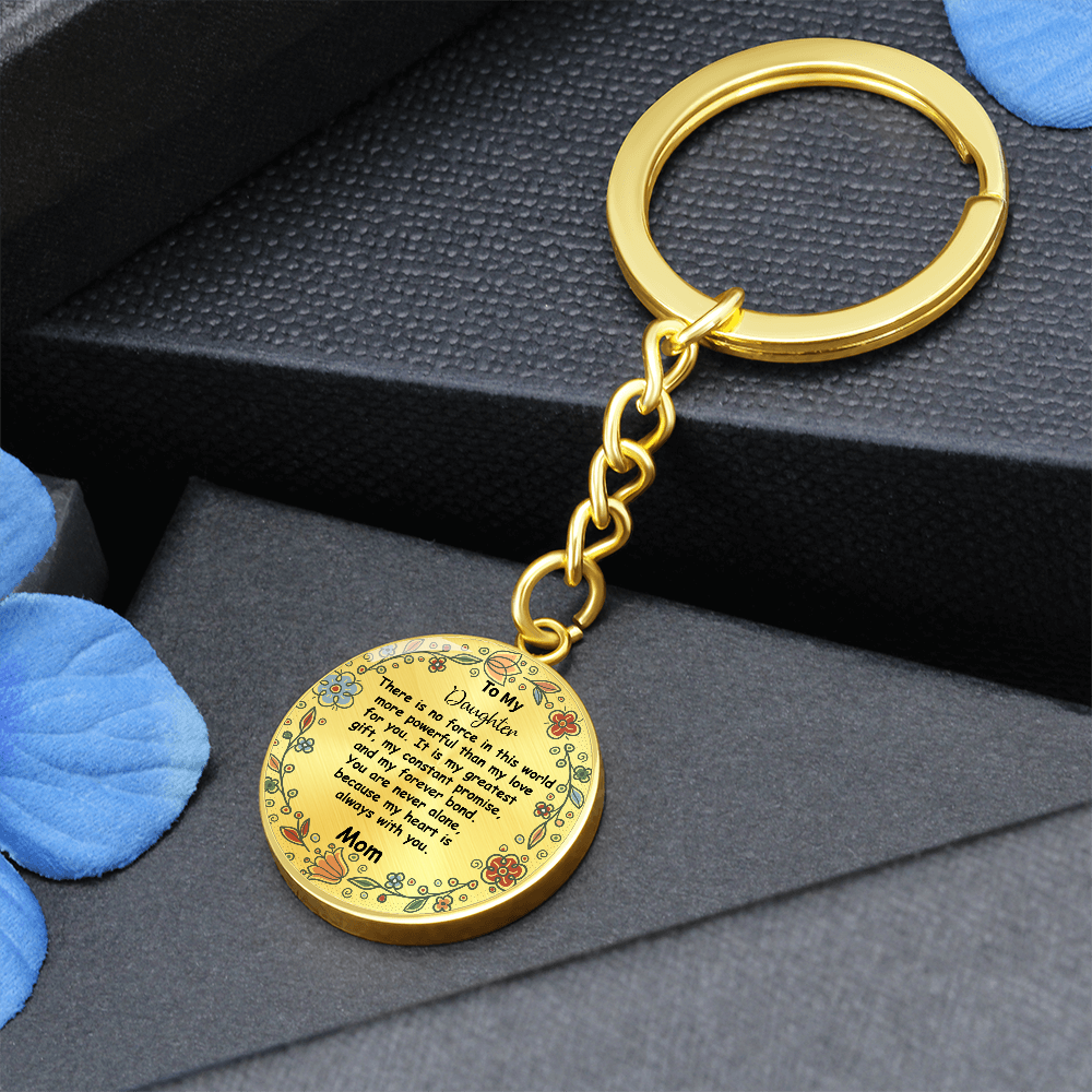 Custom To My Daughter Keychain - Circle Engraved Keyring with Name & 'My Greatest Blessing' - Birthday, Graduation, Christmas Personalized Gift