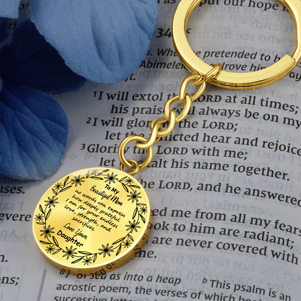 Custom Mom Keychain Gift – Circle Engraved with Name & 'Love You Forever' – Meaningful Personalized Gift for Mother's Day, Birthday, or Just Because – Stainless Steel Keepsake for Mom