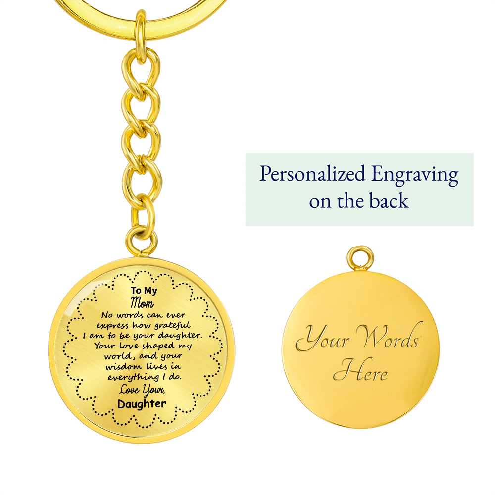 To My Mom Personalized Keychain – Circle Pendant with Engraved Initial & Special Date – Custom Gift for Christmas, Anniversary – Forever Keepsake