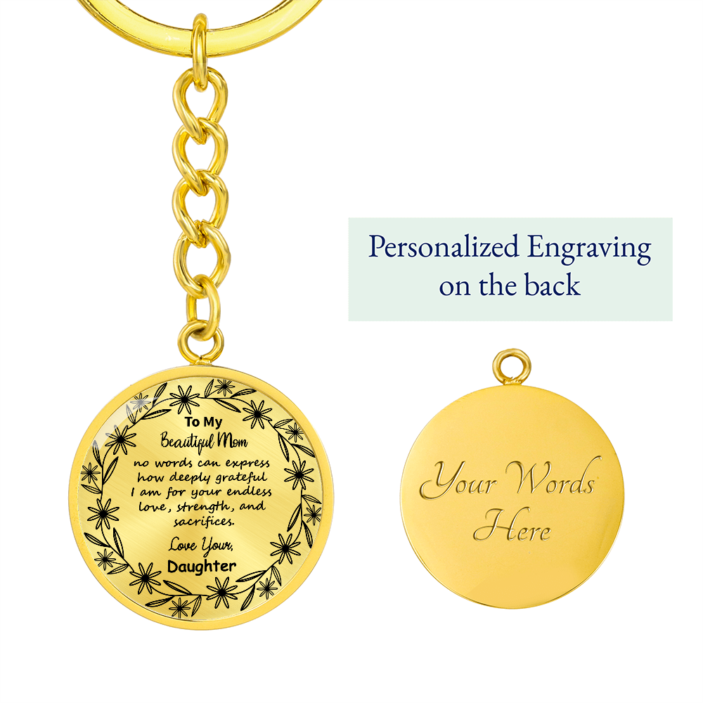 Custom Mom Keychain Gift – Circle Engraved with Name & 'Love You Forever' – Meaningful Personalized Gift for Mother's Day, Birthday, or Just Because – Stainless Steel Keepsake for Mom