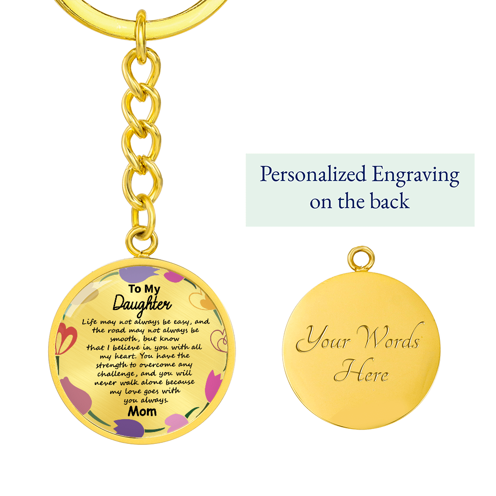 Daughter Keychain Circle – Minimalist 'Always in My Heart' Engraved Keyring – Ready-to-Give Present for Teens & Women