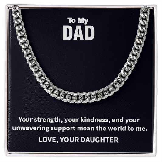 Dad Cuban Chain Necklace – Premium 14K Gold & Silver Plated, Unisex Jewelry for Father's Day, Anniversary, or Meaningful Dad Gifts