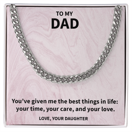Bold Cuban Link Necklace for Dad – 14K Yellow Gold and Silver, Unisex Gift for Father, Husband, or Grandpa for Birthday, Christmas, or Father's Day