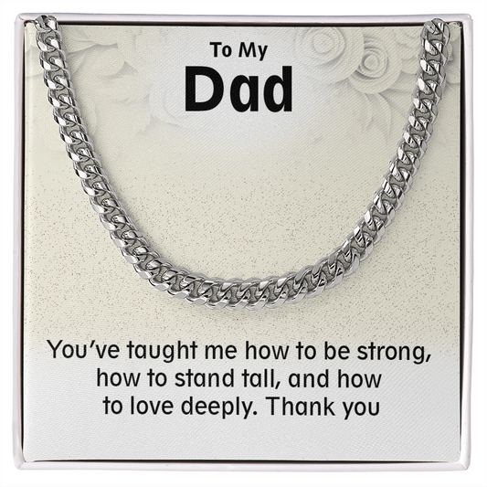 Cuban Link Chain Necklace for Dad – Silver & Gold Stainless Steel | Father's Day, Birthday, Anniversary Gift for Men
