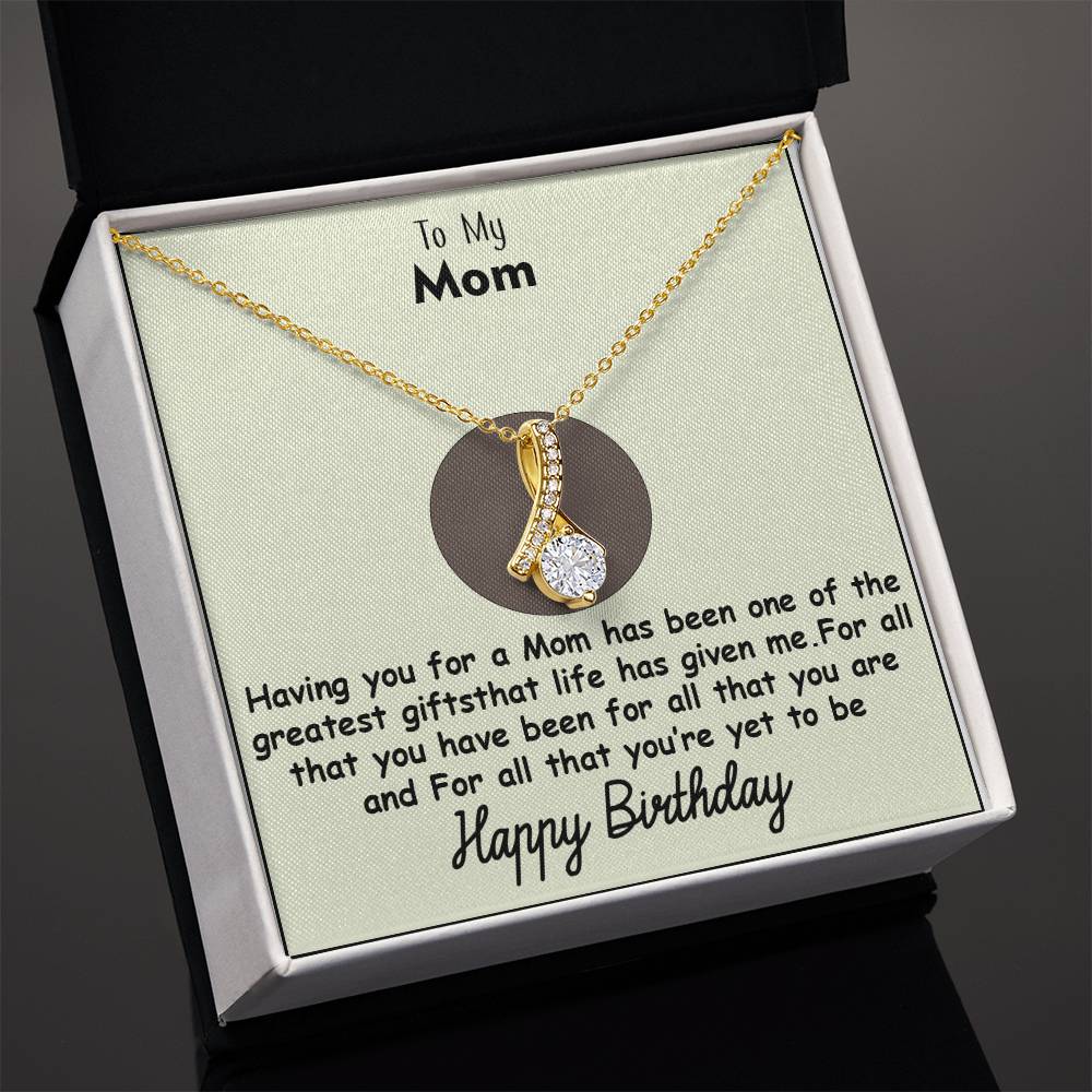 To My Mom on Her Birthday - Alluring Beauty Necklace - Adjustable Chain with Gift Box - Perfect