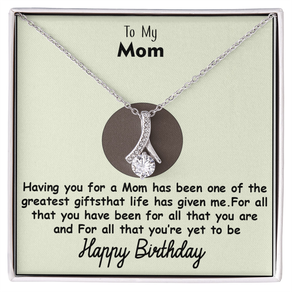 To My Mom on Her Birthday - Alluring Beauty Necklace - Adjustable Chain with Gift Box - Perfect