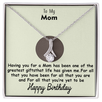 To My Mom on Her Birthday - Alluring Beauty Necklace - Adjustable Chain with Gift Box - Perfect