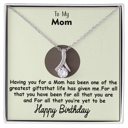 To My Mom on Her Birthday - Alluring Beauty Necklace - Adjustable Chain with Gift Box - Perfect
