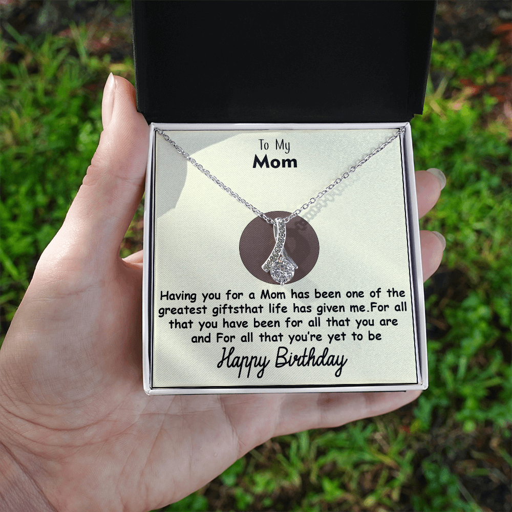 To My Mom on Her Birthday - Alluring Beauty Necklace - Adjustable Chain with Gift Box - Perfect
