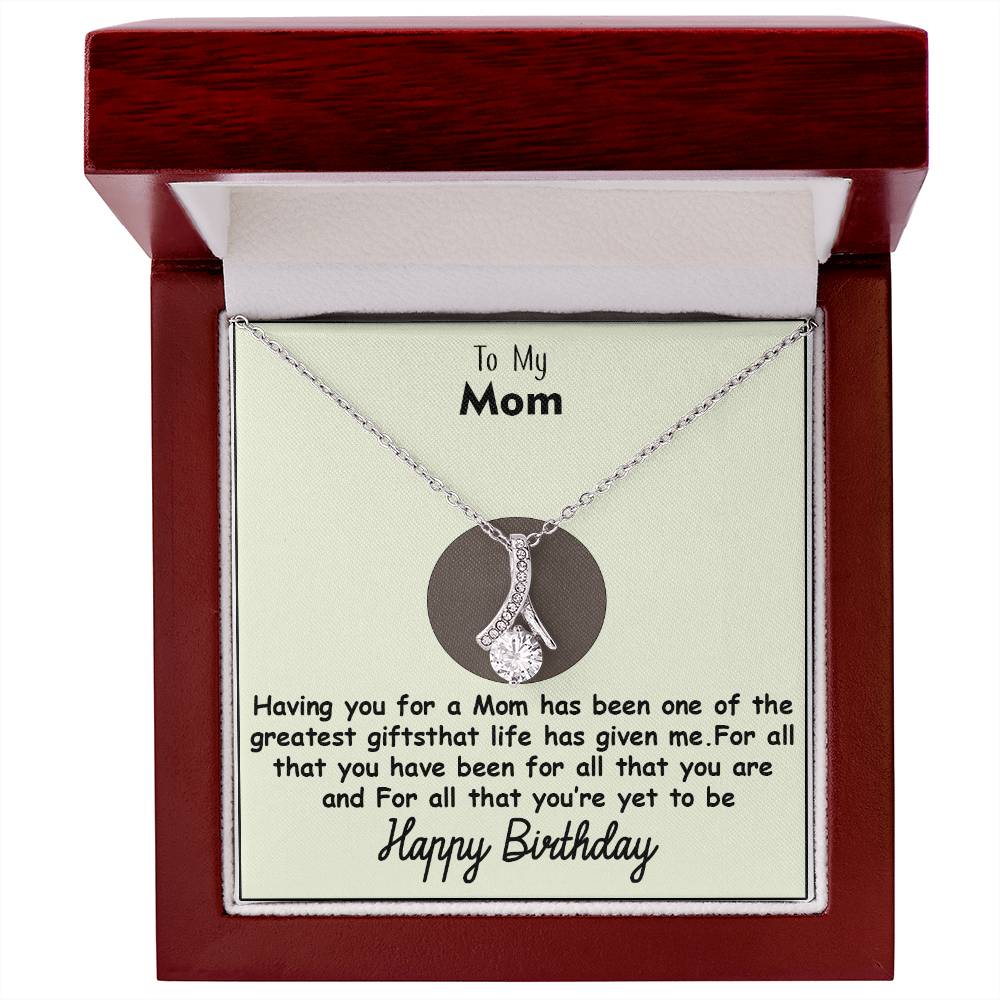 To My Mom on Her Birthday - Alluring Beauty Necklace - Adjustable Chain with Gift Box - Perfect