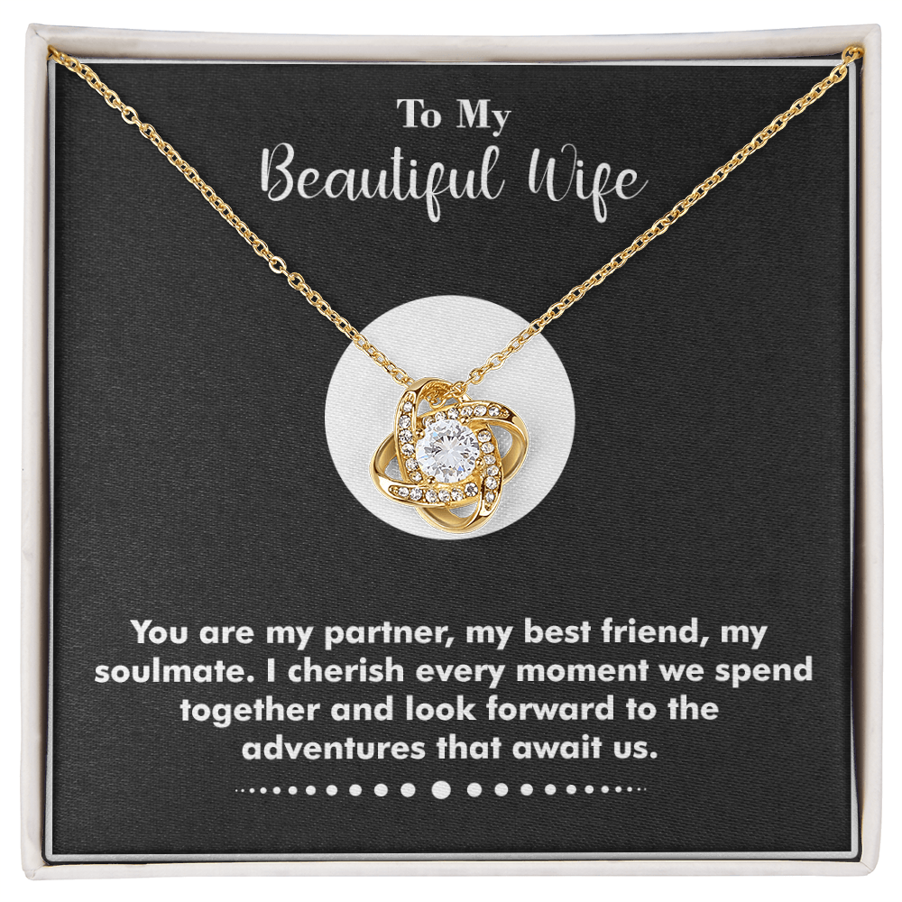 To My Wife – Love Knot Necklace  with Heartfelt Message: “You Are the Best Thing That Ever Happened to Me” – Romantic Jewelry Gift from Husband, Birthday Gift, Anniversary Gift