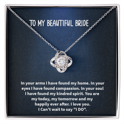 Love Knot Necklace for Bride – 'To My Beautiful Wife' Wedding Day Gift from Groom, Forever Keepsake for Future Wife, Daughter, or Soulmate – Engravable Romantic Jewelry with Heartfelt Card