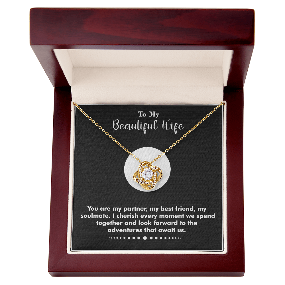 To My Wife – Love Knot Necklace  with Heartfelt Message: “You Are the Best Thing That Ever Happened to Me” – Romantic Jewelry Gift from Husband, Birthday Gift, Anniversary Gift