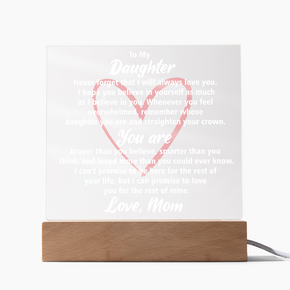 Elegant Acrylic Plaque with Loving Message | Best Gift for Daughter's Birthday or Graduation, Best Gift For Daughter