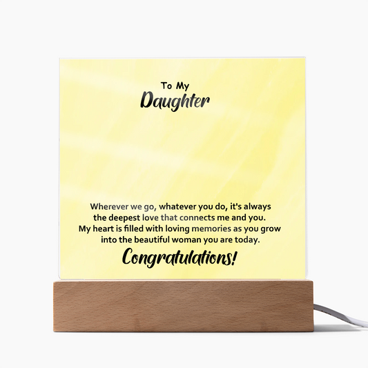 To My Daughter – Elegant Square Acrylic Plaque with Heartfelt Message | Unique Birthday, Graduation, or Christmas Gift from Mom or Dad