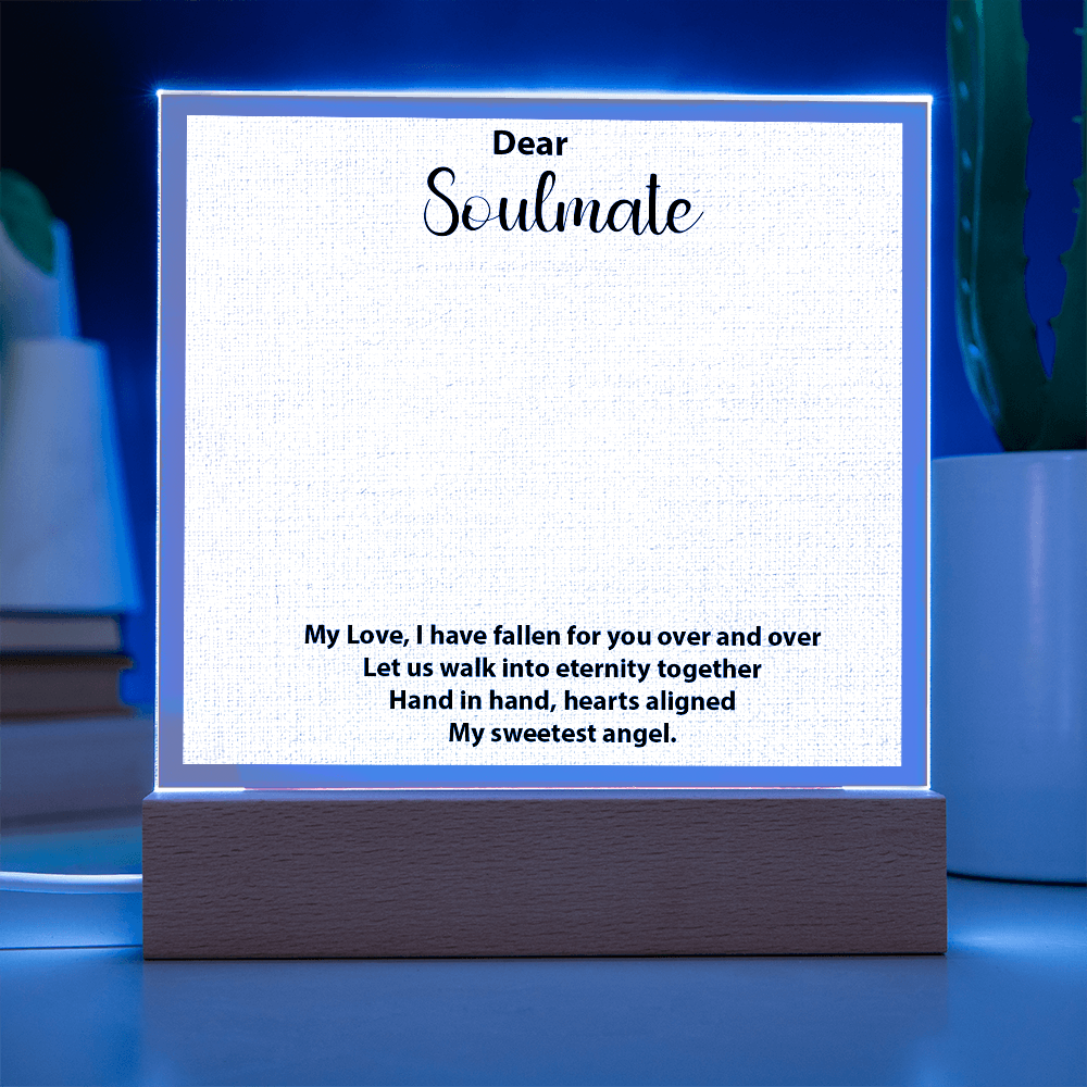 To My Soulmate – Elegant Acrylic Plaque with Heartfelt Message | Romantic Gift for Anniversary, Birthday, or Just Because