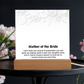 To My Mother of the Bride - Elegant Acrylic Keepsake Gift from Daughter - Thank You for Your Love and Support on My Wedding Day