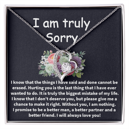 I'm Truly Sorry Necklace – ‘Forever Love' Engraved with Your Promise – Gift to Mend Her Heart After Hurting Her