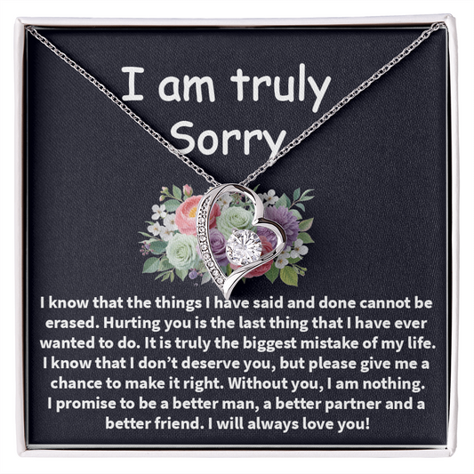 I'm Truly Sorry Necklace – ‘Forever Love' Engraved with Your Promise – Gift to Mend Her Heart After Hurting Her