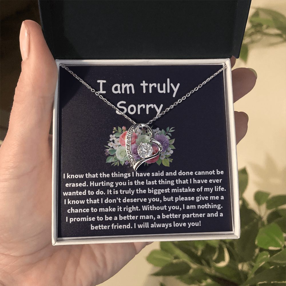 I'm Truly Sorry Necklace – ‘Forever Love' Engraved with Your Promise – Gift to Mend Her Heart After Hurting Her