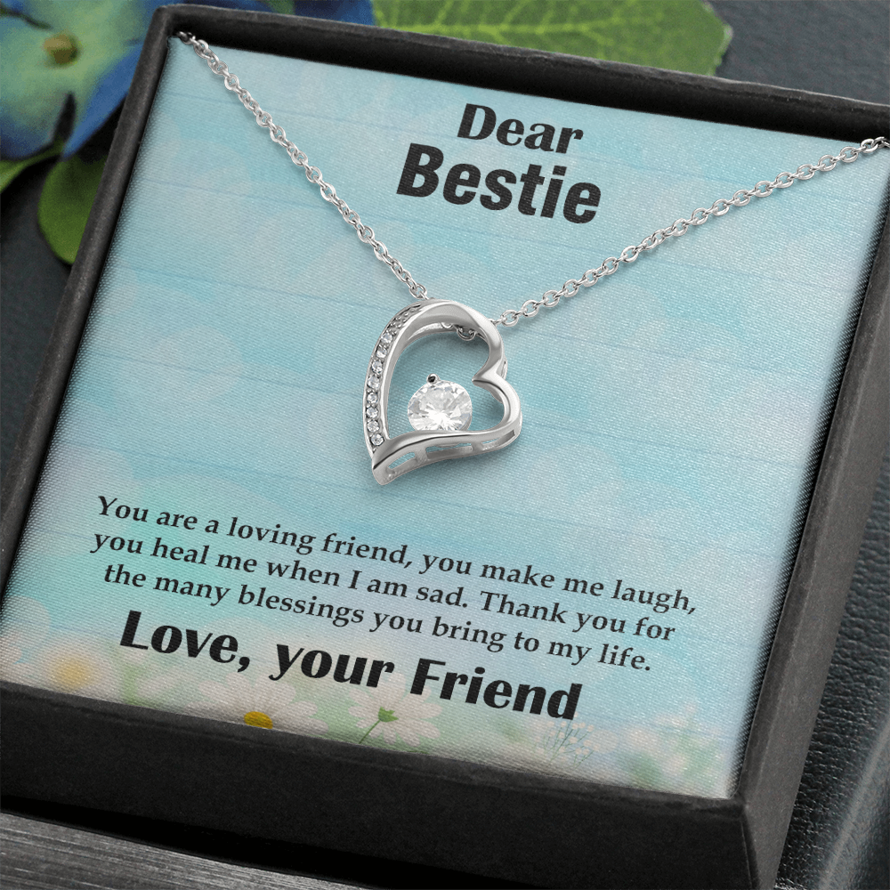 To My Bestie Necklace – Soulmate Pendant Jewelry for Best Friend – Meaningful Gift for Bestie – Birthday, Christmas, or Valentine's Day Present for Dear Friend