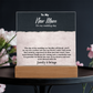 To My New Mom Acrylic Square Plaque – Heartfelt Gift for Stepmom or Mother-in-Law, Loving Message Keepsake from Son or Daughter, Elegant Decorative Gift for Mother's Day, Wedding, or Special Occasion