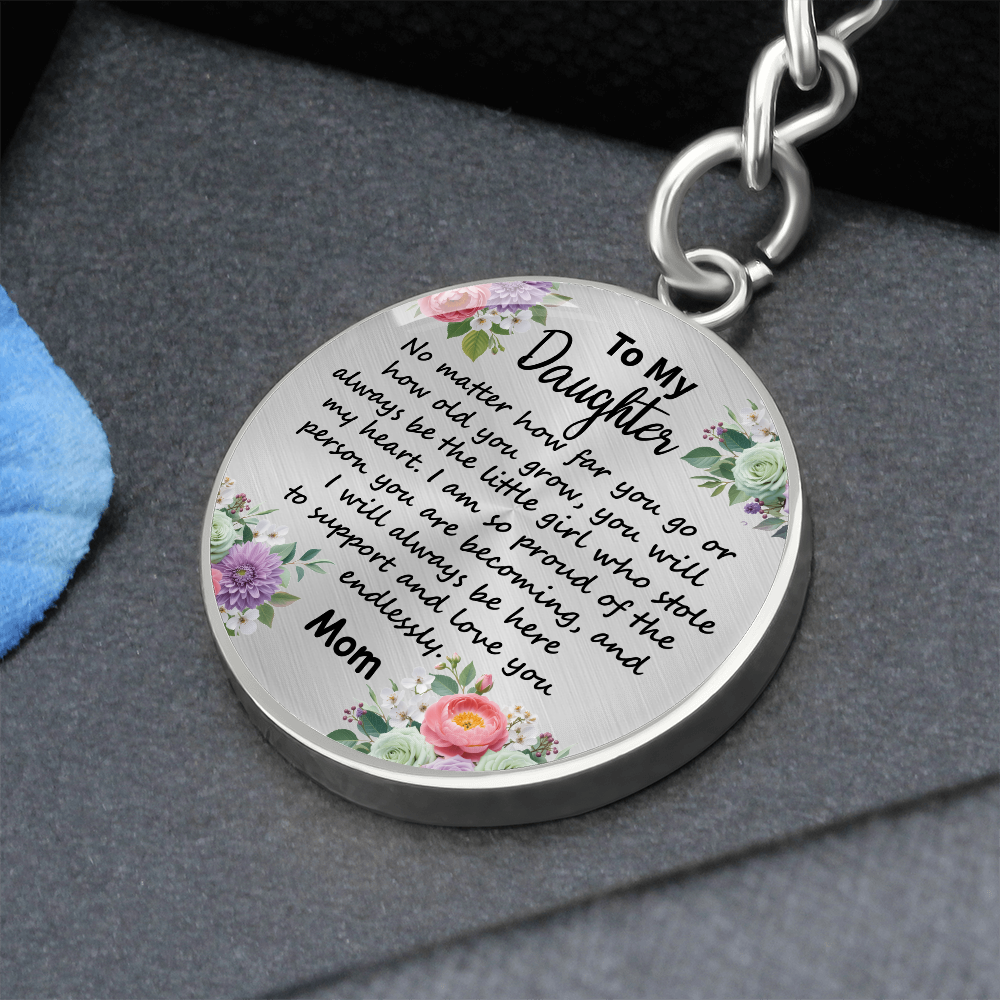 To My Daughter Circle Keychain - 'Love You Forever' Engraved Gift for Birthday, Graduation, Christmas - Ready-to-Give Stainless Steel Key Ring for Girls