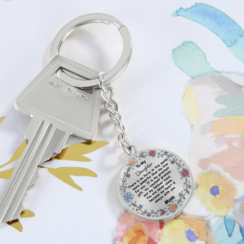 Custom To My Daughter Keychain - Circle Engraved Keyring with Name & 'My Greatest Blessing' - Birthday, Graduation, Christmas Personalized Gift