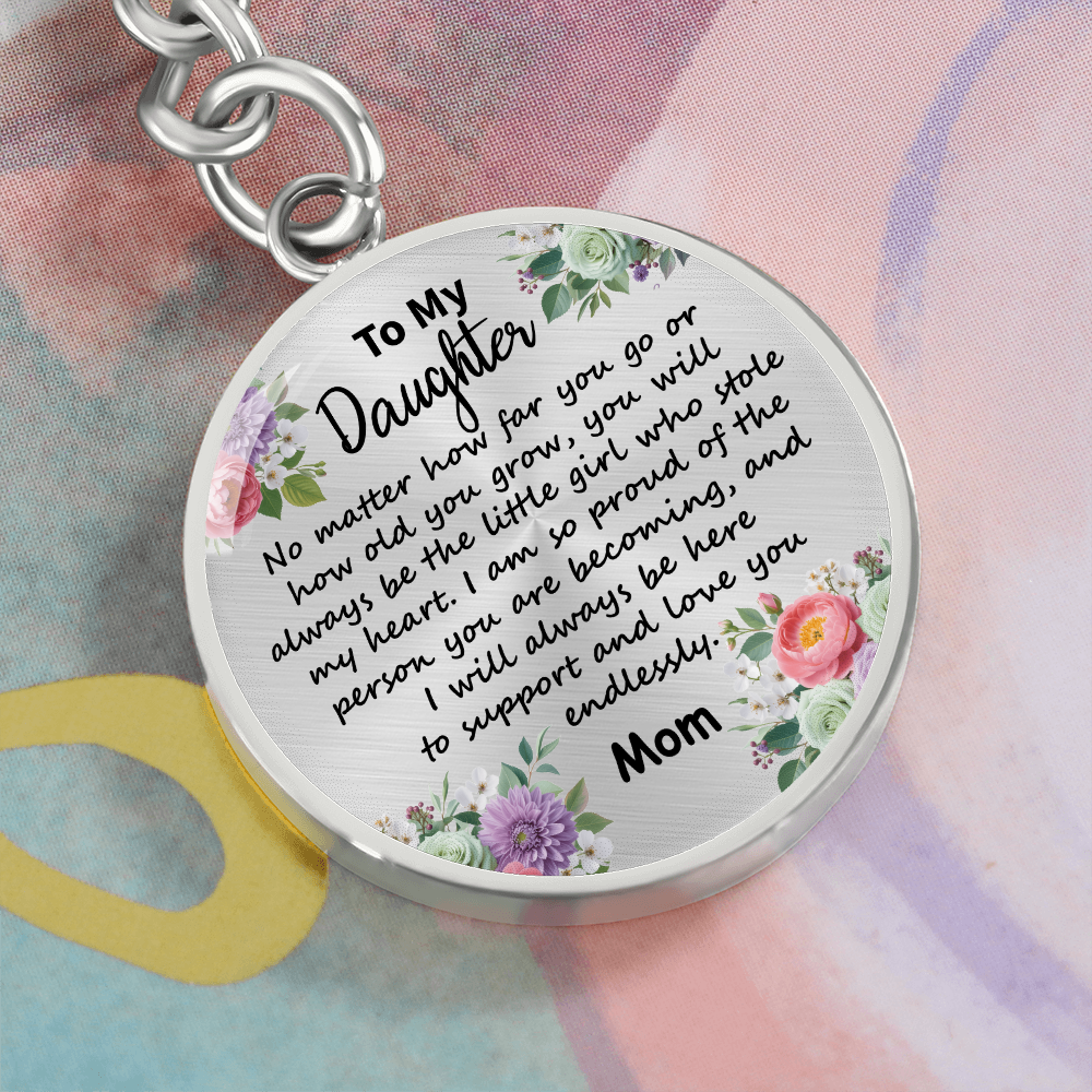 To My Daughter Circle Keychain - 'Love You Forever' Engraved Gift for Birthday, Graduation, Christmas - Ready-to-Give Stainless Steel Key Ring for Girls