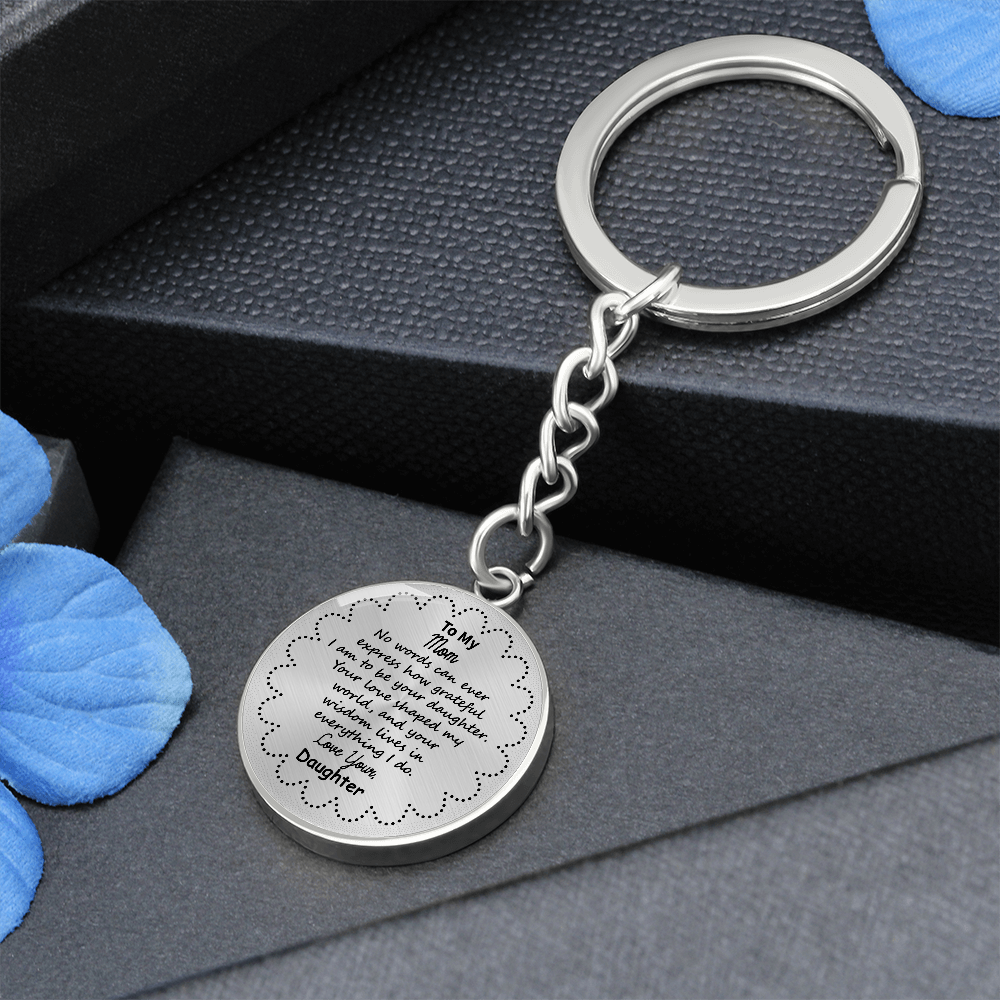 To My Mom Personalized Keychain – Circle Pendant with Engraved Initial & Special Date – Custom Gift for Christmas, Anniversary – Forever Keepsake