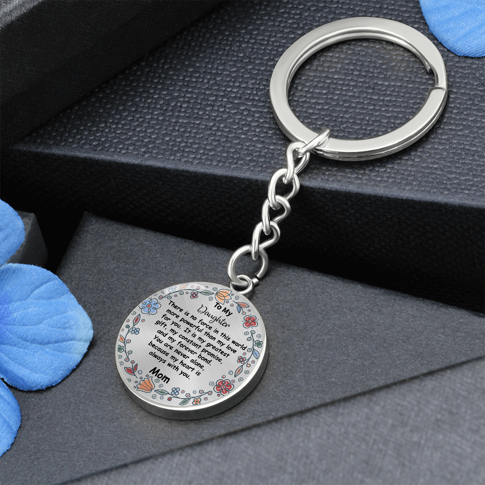 Custom To My Daughter Keychain - Circle Engraved Keyring with Name & 'My Greatest Blessing' - Birthday, Graduation, Christmas Personalized Gift