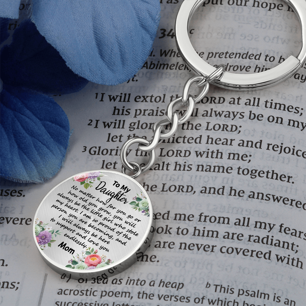 To My Daughter Circle Keychain - 'Love You Forever' Engraved Gift for Birthday, Graduation, Christmas - Ready-to-Give Stainless Steel Key Ring for Girls