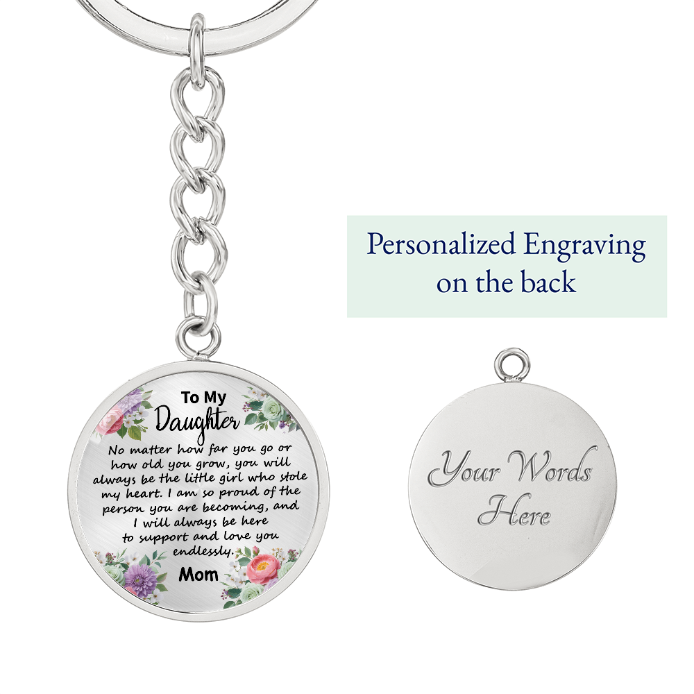To My Daughter Circle Keychain - 'Love You Forever' Engraved Gift for Birthday, Graduation, Christmas - Ready-to-Give Stainless Steel Key Ring for Girls