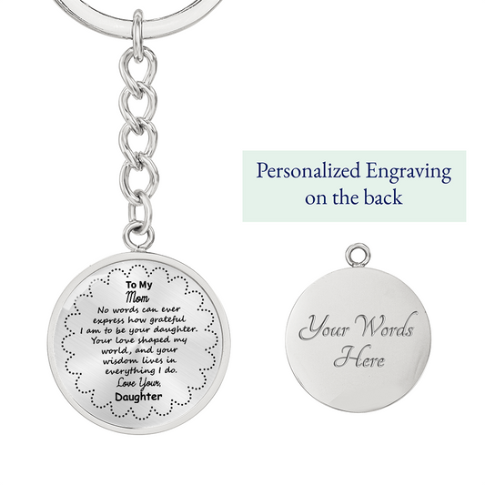 To My Mom Personalized Keychain – Circle Pendant with Engraved Initial & Special Date – Custom Gift for Christmas, Anniversary – Forever Keepsake
