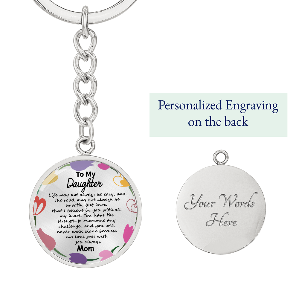 Daughter Keychain Circle – Minimalist 'Always in My Heart' Engraved Keyring – Ready-to-Give Present for Teens & Women