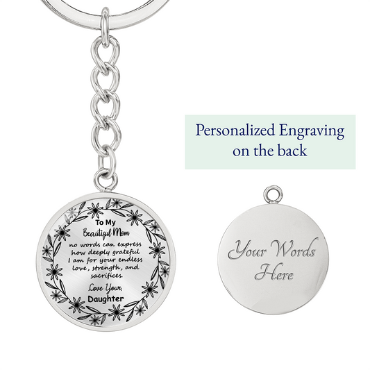 Custom Mom Keychain Gift – Circle Engraved with Name & 'Love You Forever' – Meaningful Personalized Gift for Mother's Day, Birthday, or Just Because – Stainless Steel Keepsake for Mom