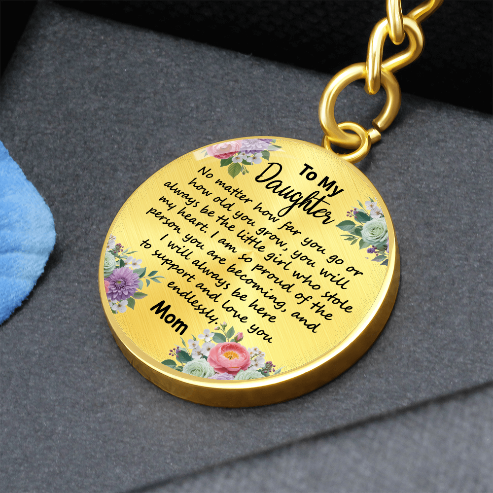 To My Daughter Circle Keychain - 'Love You Forever' Engraved Gift for Birthday, Graduation, Christmas - Ready-to-Give Stainless Steel Key Ring for Girls
