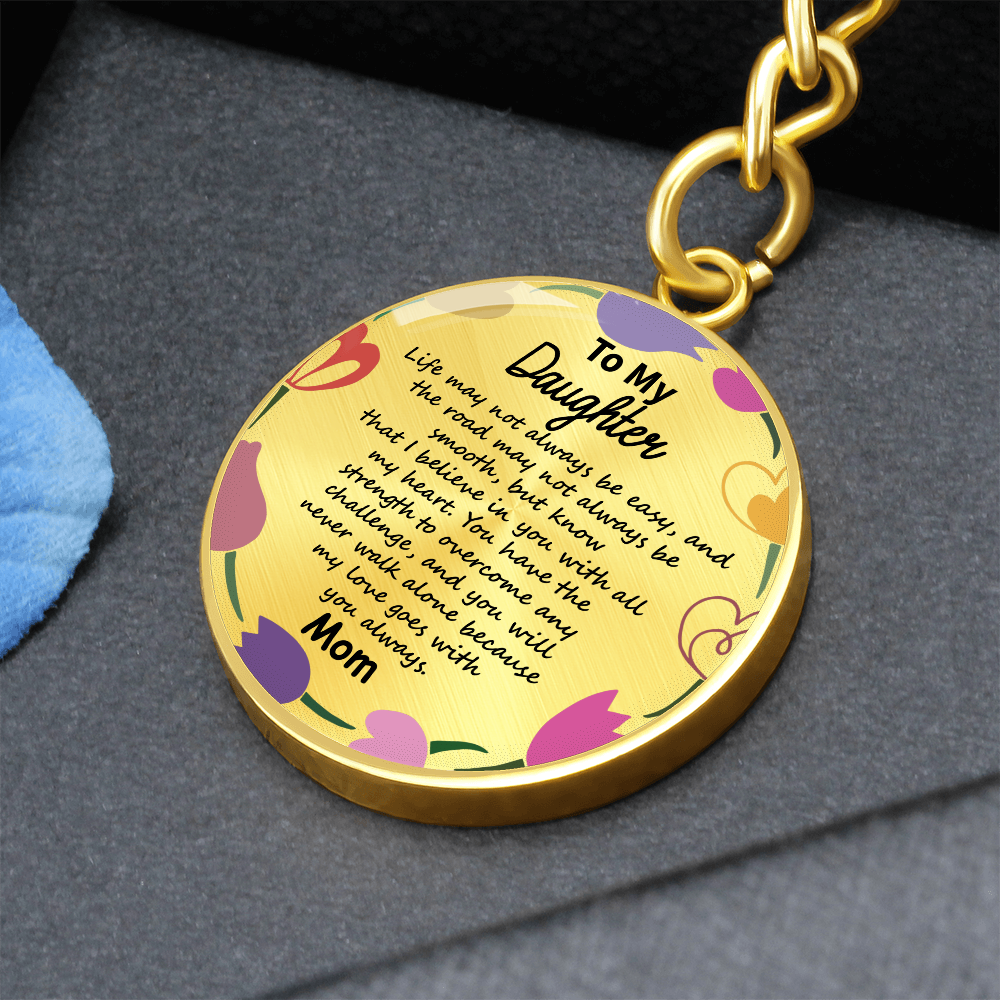 Daughter Keychain Circle – Minimalist 'Always in My Heart' Engraved Keyring – Ready-to-Give Present for Teens & Women