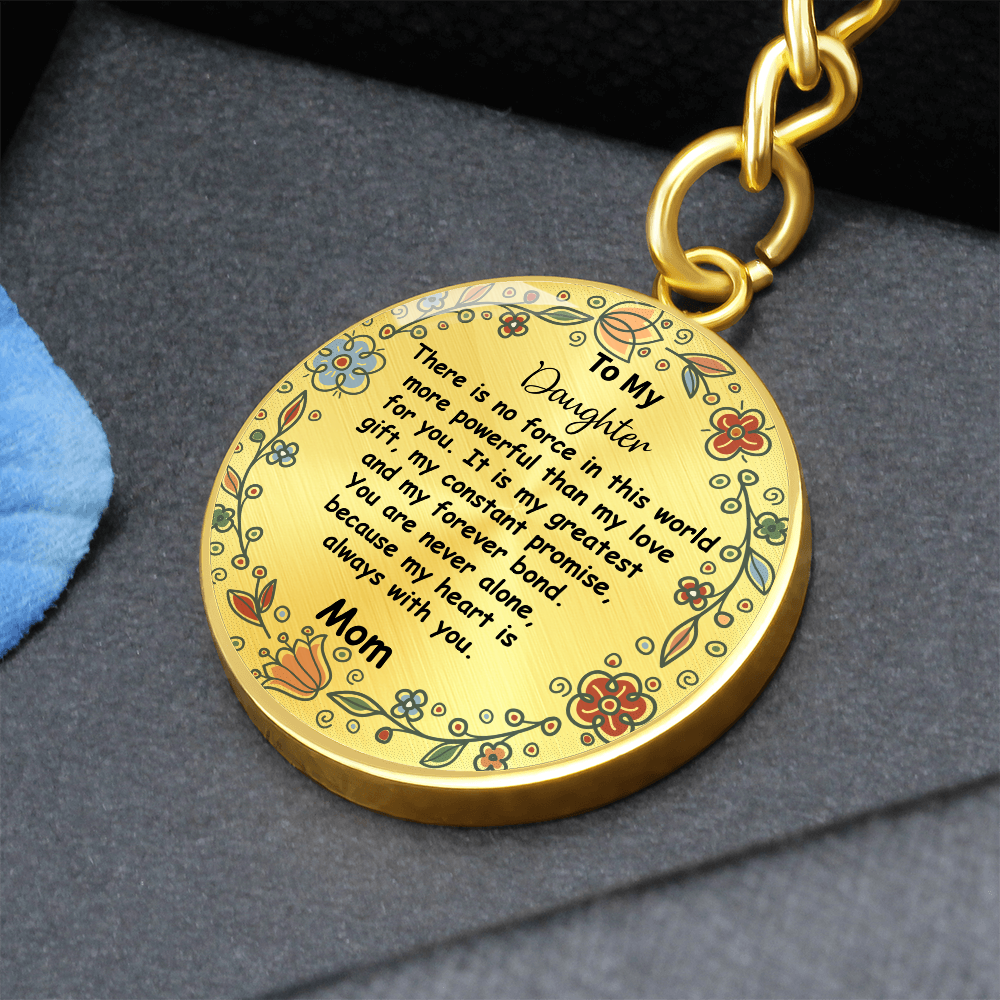 Custom To My Daughter Keychain - Circle Engraved Keyring with Name & 'My Greatest Blessing' - Birthday, Graduation, Christmas Personalized Gift