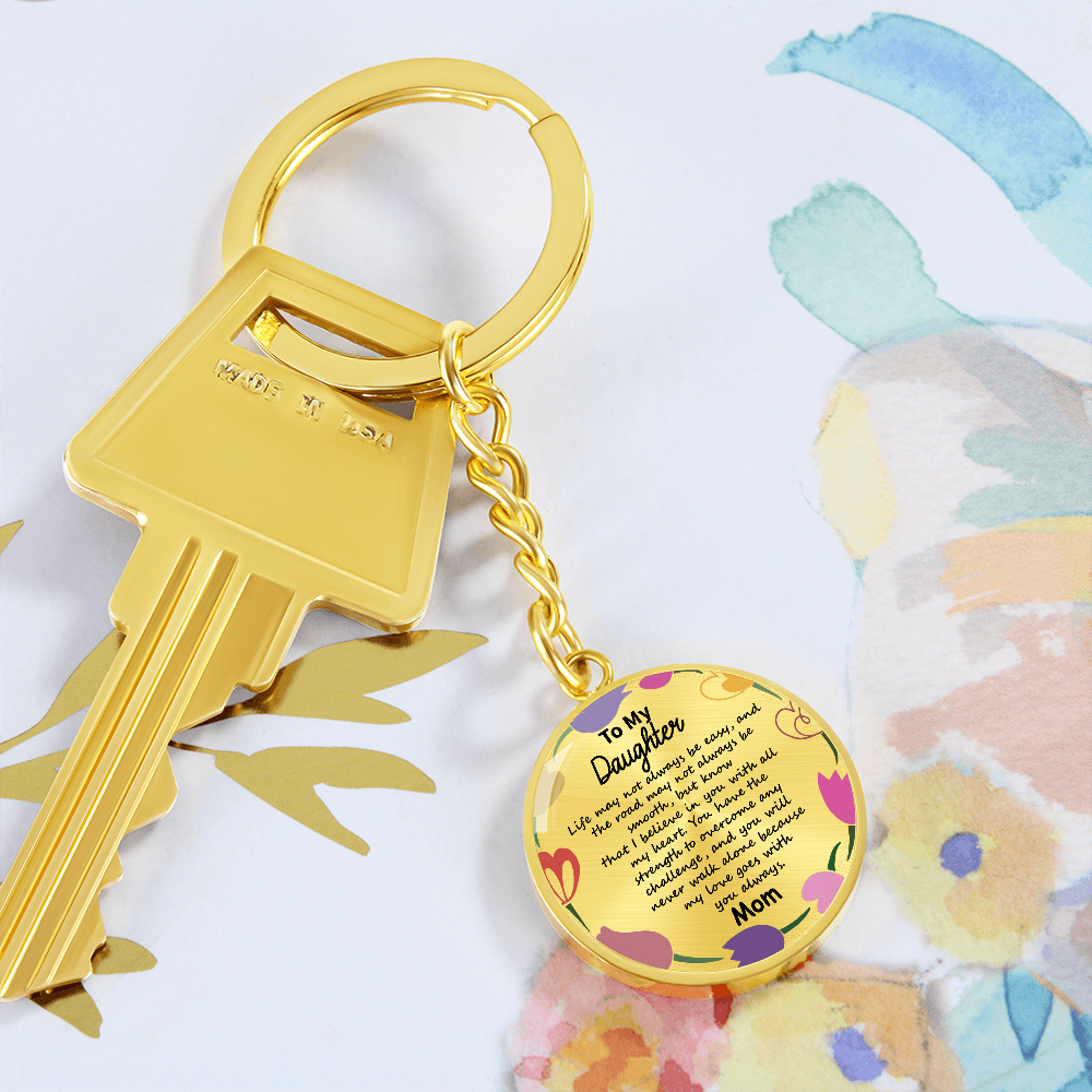 Daughter Keychain Circle – Minimalist 'Always in My Heart' Engraved Keyring – Ready-to-Give Present for Teens & Women