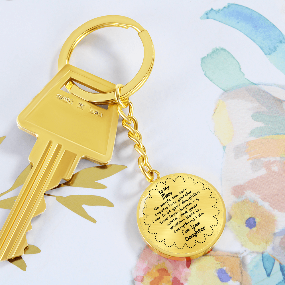 To My Mom Personalized Keychain – Circle Pendant with Engraved Initial & Special Date – Custom Gift for Christmas, Anniversary – Forever Keepsake