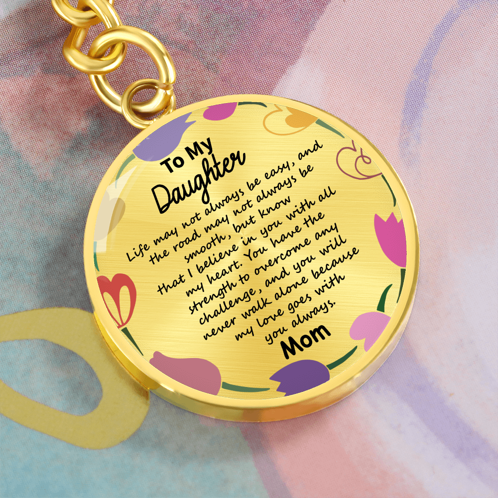 Daughter Keychain Circle – Minimalist 'Always in My Heart' Engraved Keyring – Ready-to-Give Present for Teens & Women