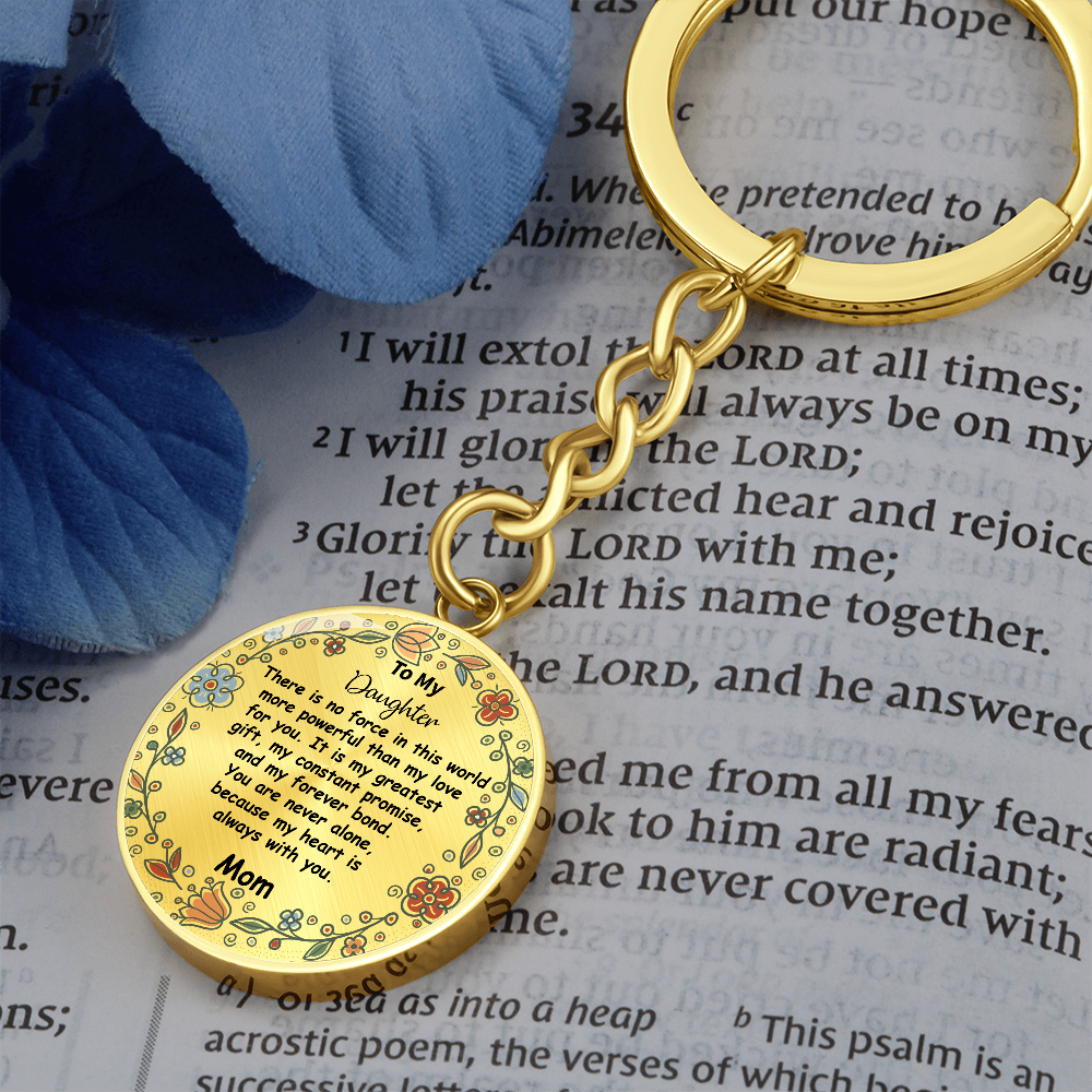 Custom To My Daughter Keychain - Circle Engraved Keyring with Name & 'My Greatest Blessing' - Birthday, Graduation, Christmas Personalized Gift