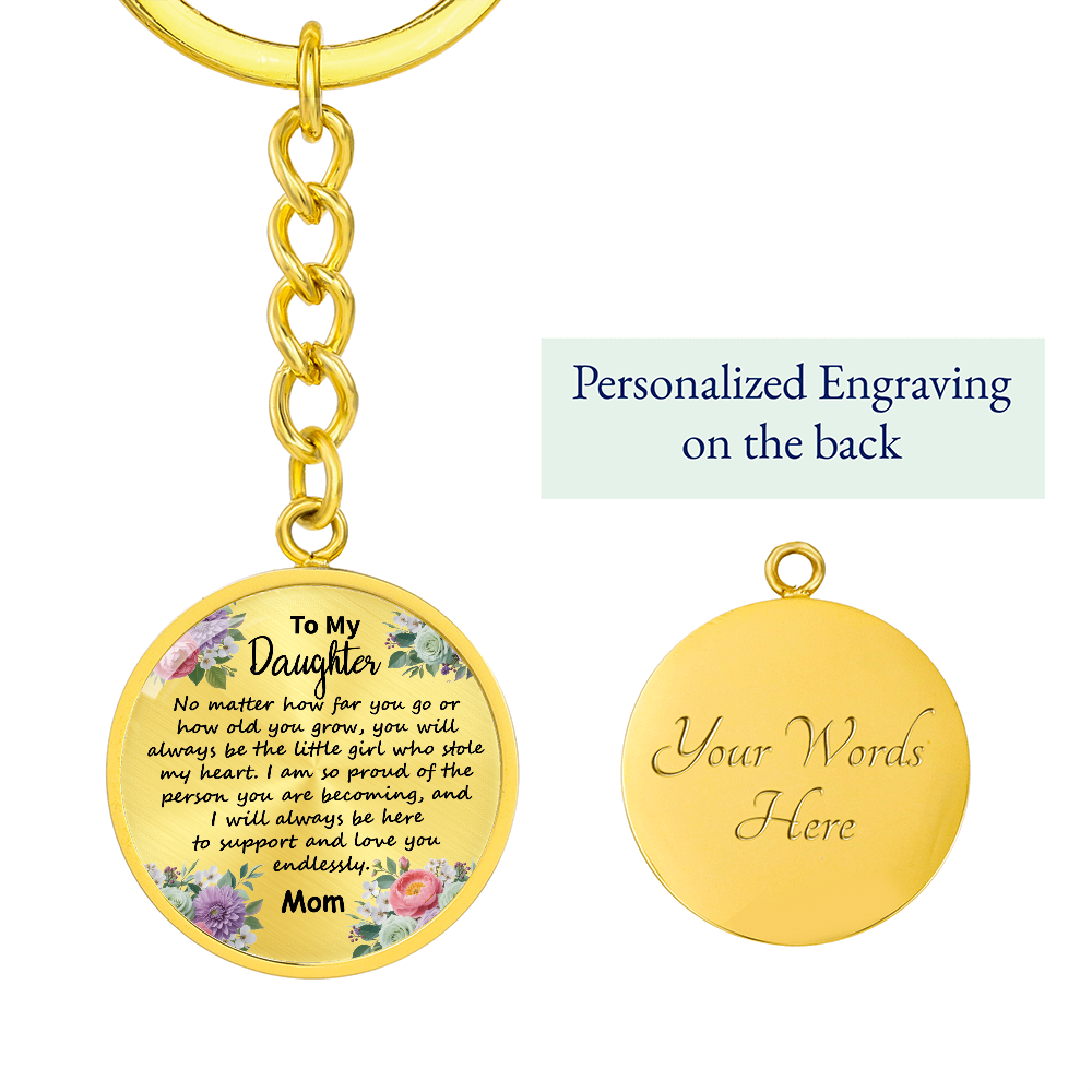 To My Daughter Circle Keychain - 'Love You Forever' Engraved Gift for Birthday, Graduation, Christmas - Ready-to-Give Stainless Steel Key Ring for Girls